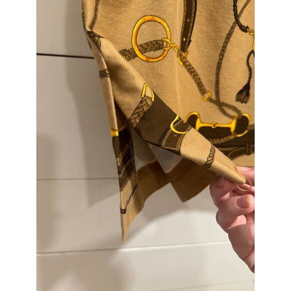 Vintage Talbots Equestrian Print Knee Length Skirt Sz 10 Made in USA - Picture 6 of 8